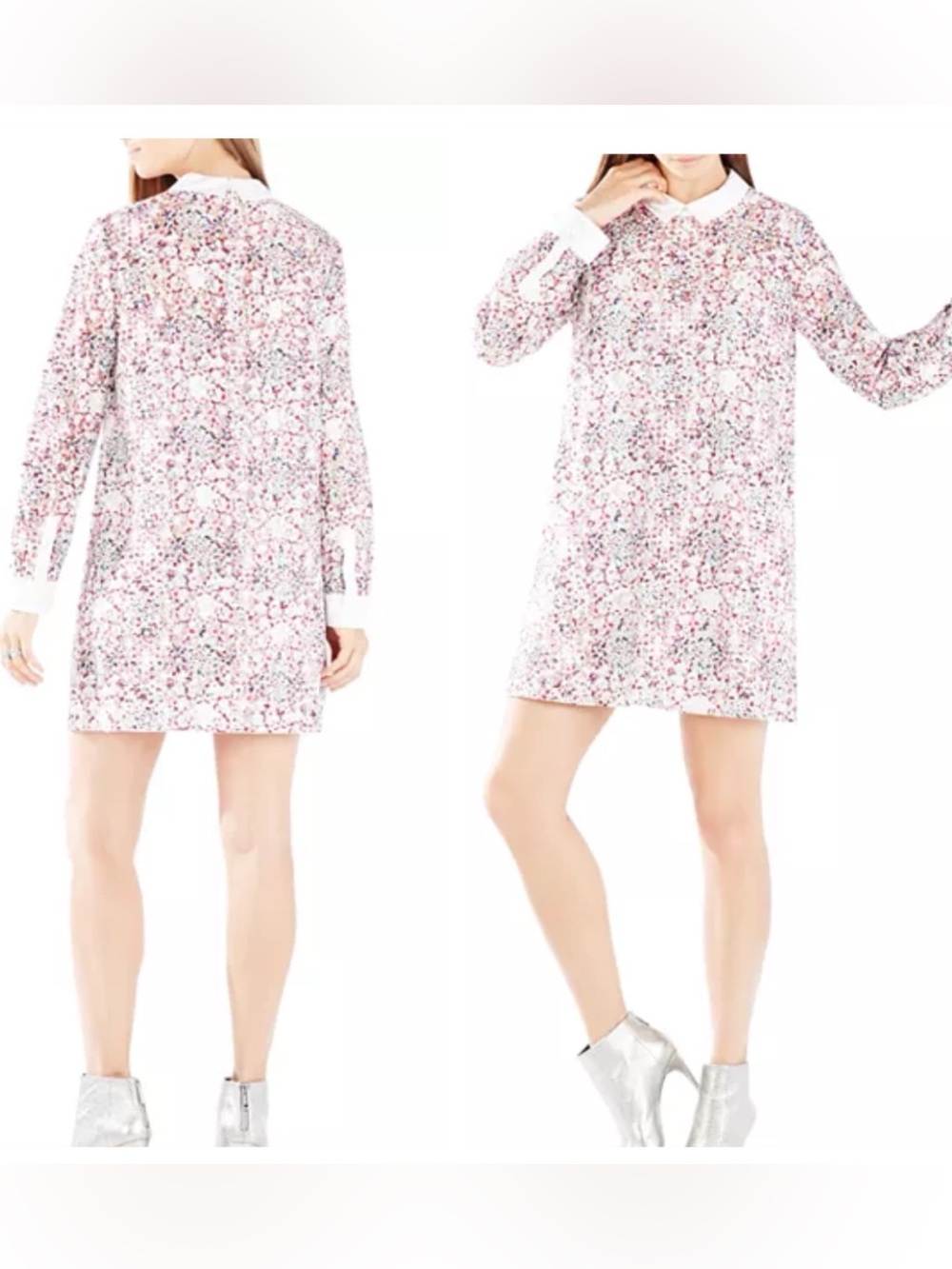 BCBGMaxAzria Maris Printed Floral Lace Long sleeve dress Sz S